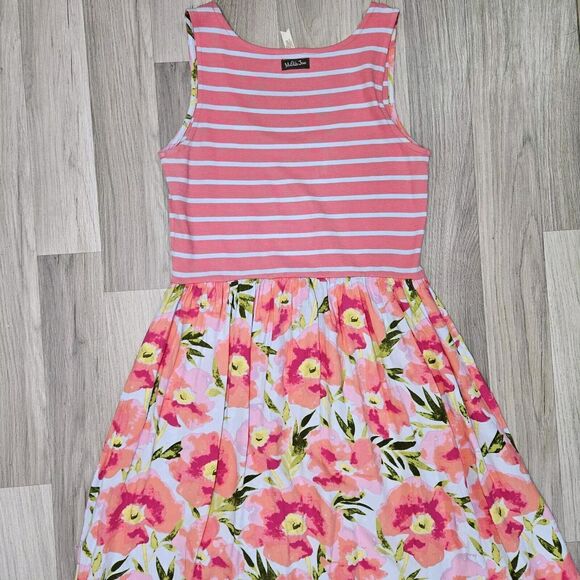 Matilda Jane Womens Pink Macaron Happy And Free Floral Stripe Dress Tank Medium - Picture 10 of 12